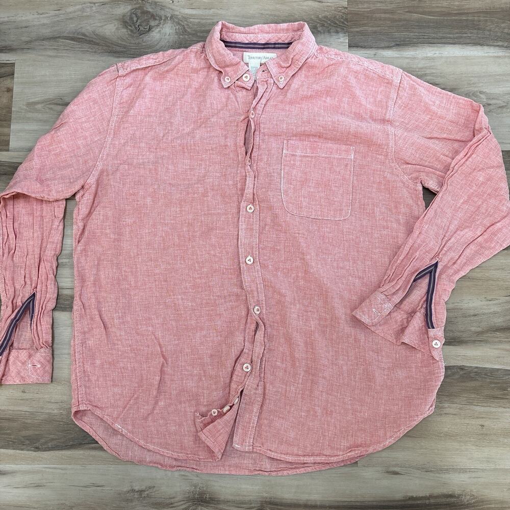 The Territory Ahead Shirt Mens XL Orange Linen Cotton Button Down